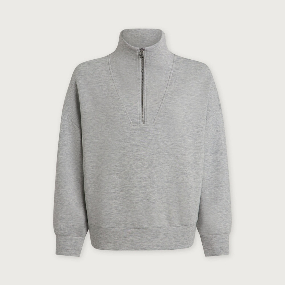 NWT Varley DoubleSoft Hawley Half-Zip Sweatshirt Light Grey Marl Pullover SMALL